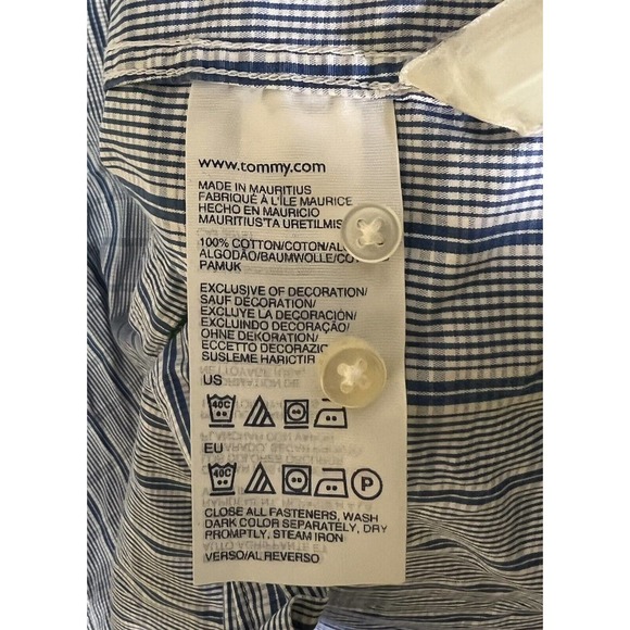 Tommy Hilfiger 80s 2 Ply Fabric Button Down Shirt Mens Size Small Blue Plaid - Picture 5 of 10
